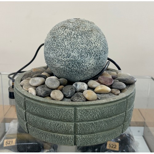 199 - Garden water fountain feature with stones measures approximately 11 inches tall x 10 diameter