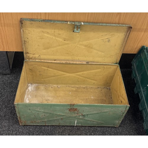 197 - Vintage tin RAF Transport chest measures approximately 25 inches wide by 12 tall