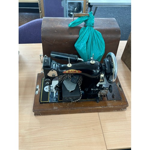 127 - Vintage cased BSM Sewing machine