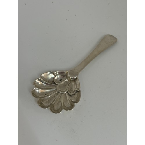 468 - Vintage silver shell spoon, hallmarked