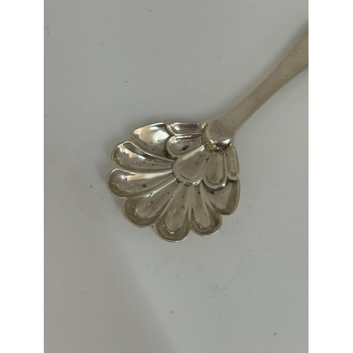 468 - Vintage silver shell spoon, hallmarked