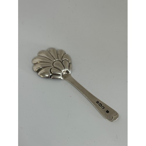 468 - Vintage silver shell spoon, hallmarked