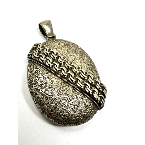 313 - Large Victorian white metal  locket measures approx 5.8cm drop by 3.5cm