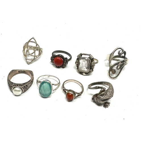 231 - 8 vintage silver rings weight 41g