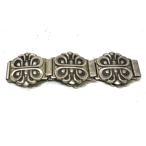 243 - Vintage 830s designer silver butterfly panel bracelet weight 45g