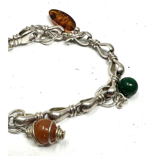 249 - Silver & gemstone charm bracelet