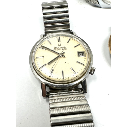 351 - 4 vintage gents wrist watches includes Bulova accutron ingersoll accurist shockmaster and Oris