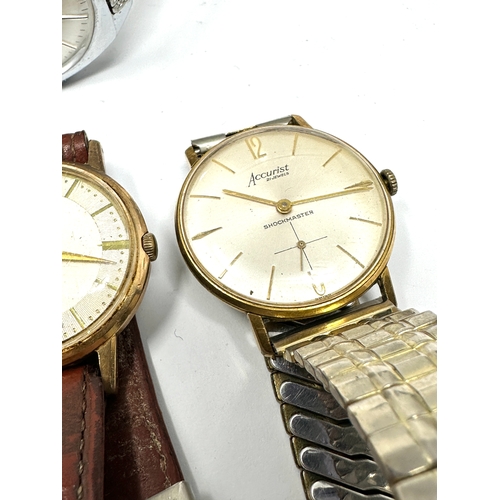 351 - 4 vintage gents wrist watches includes Bulova accutron ingersoll accurist shockmaster and Oris