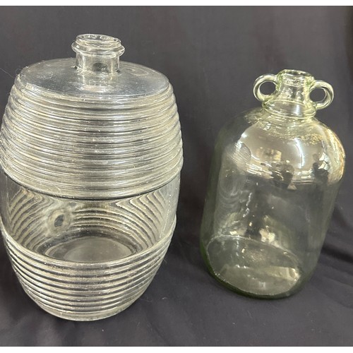 290 - Glass Behive 2 gallon storage jar and a Demi John tallest measures approx 15 inches tall