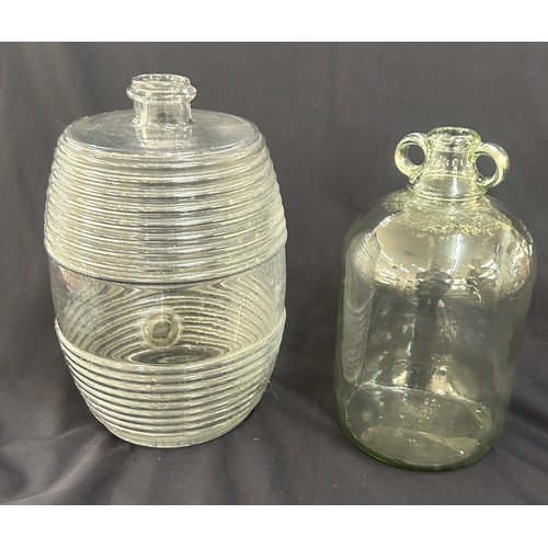 290 - Glass Behive 2 gallon storage jar and a Demi John tallest measures approx 15 inches tall