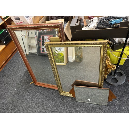 150 - Three mirror one gilt framed largest measures approximately 41 inches tall x 28 wide