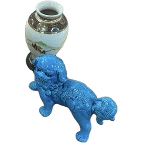 367 - Selection of oriental items includes pair of foo dogs and a pair of vases, marks to base