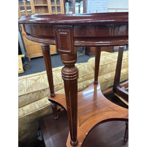 410 - Mahogany occasional table measures approx 20 inches deep x 26 tall