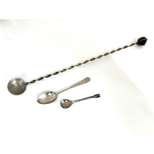 472 - Selection of assorted spoons includes 2 silver etc