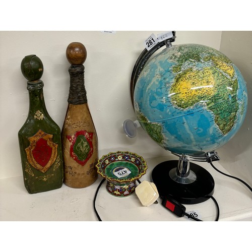 292 - Selection of collectables includes globe, leather bound bottles etc