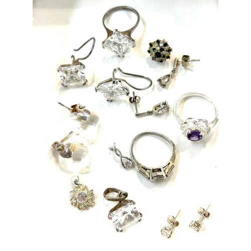 492 - Selection of stone set silver jewellery