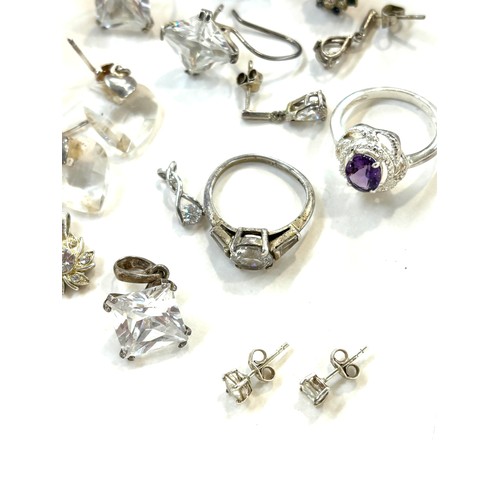 492 - Selection of stone set silver jewellery