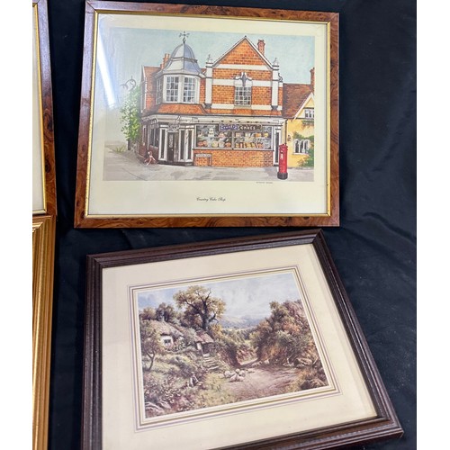 53 - Selection of assorted framed prints mainly depicting cottages largest measures approximately 10 inch... 