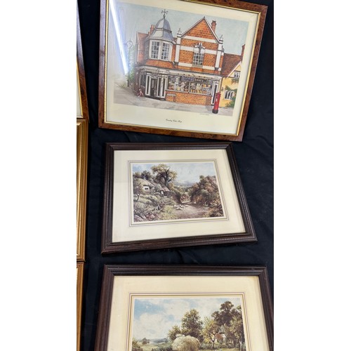 53 - Selection of assorted framed prints mainly depicting cottages largest measures approximately 10 inch... 