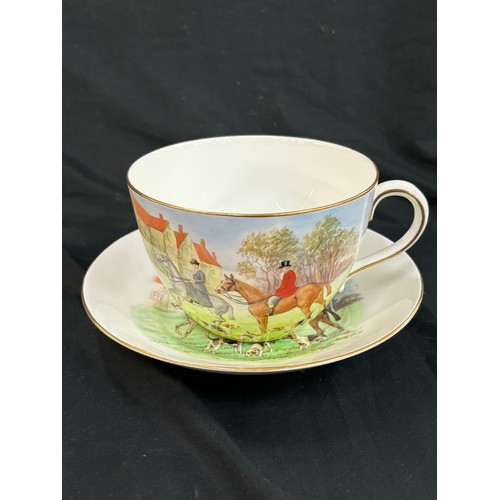 1 - Royal Crown Derby Hunting scene over sized cup and saucer