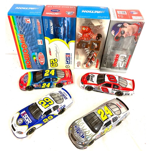 74 - Selection 4 boxed as new diecast stock collector cars to include Jeff Gordon, Ricky Craven, Dale Ear... 