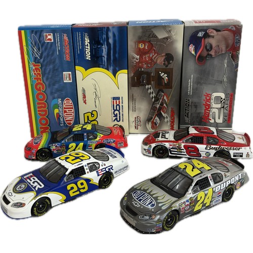 74 - Selection 4 boxed as new diecast stock collector cars to include Jeff Gordon, Ricky Craven, Dale Ear... 