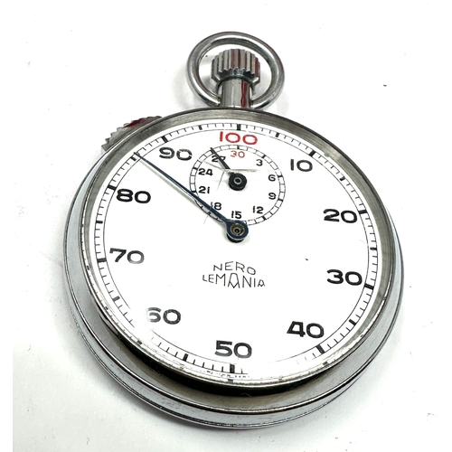 340 - Vintage Nero Lemania British rail Stopwatch 100ths Minute Working order