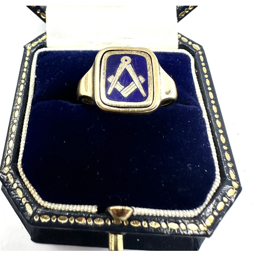 83 - 9ct gold & enamel folding centre masonic ring weight 6.1g