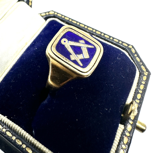 83 - 9ct gold & enamel folding centre masonic ring weight 6.1g