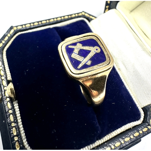 83 - 9ct gold & enamel folding centre masonic ring weight 6.1g