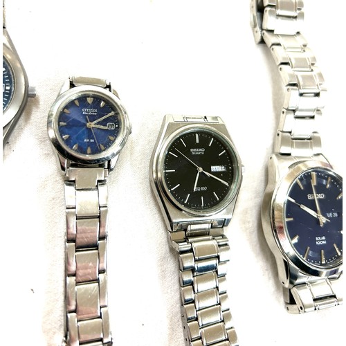 584 - Selection of gents solar watches to include Seiko, Citizen etc, untested