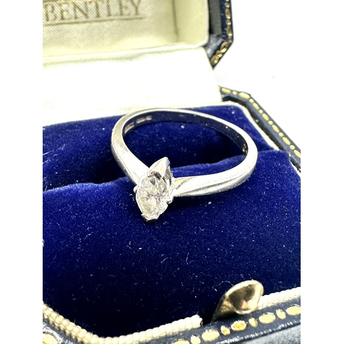 91 - 18ct white gold marquise Diamond ring measures approx 8mm by 4mm diamond 4.3ct weight 3.2g