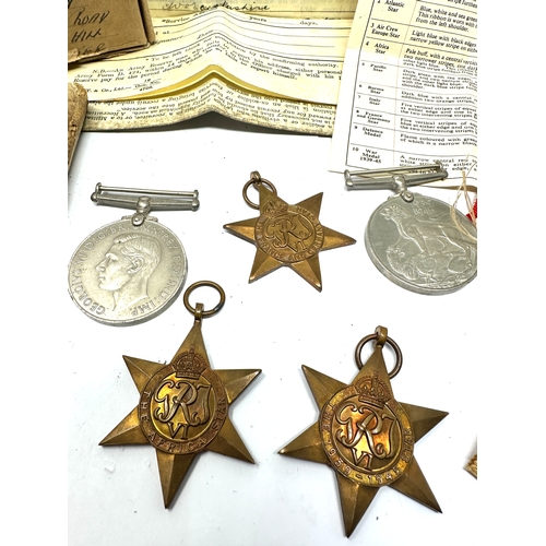 383 - WW2 Medal group to pte henry allan medical corp with box and paperwork includes original ribbons sol... 