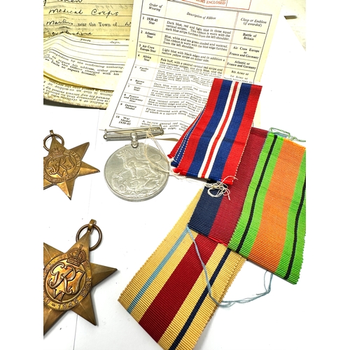 383 - WW2 Medal group to pte henry allan medical corp with box and paperwork includes original ribbons sol... 