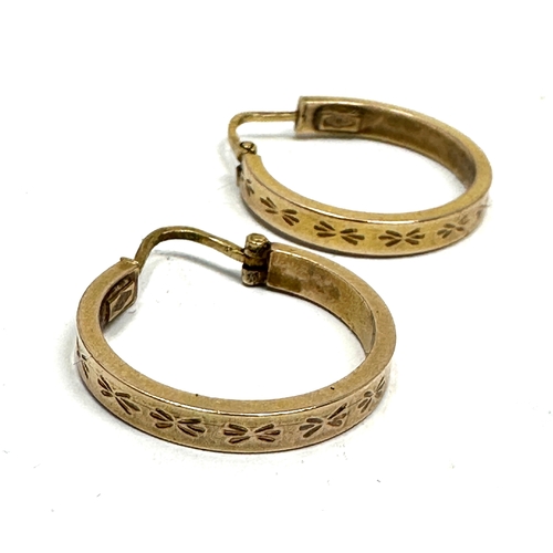 103 - 9ct gold hoop earrings measurte approx 2.1cm drop weight 1.8g