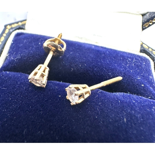 110 - 14ct gold diamond earrings each diamond measure approx 3.25mm missing 1 clip