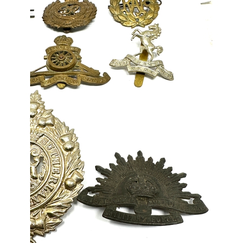 399 - 10 military cap badges inc kings own hussars the west riding etc