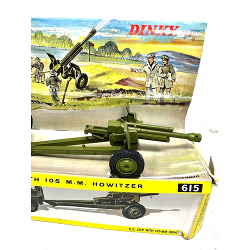 517 - U.S Jeep With 105mm Howitzer Dinky Toys 615 Military Toy missing driver