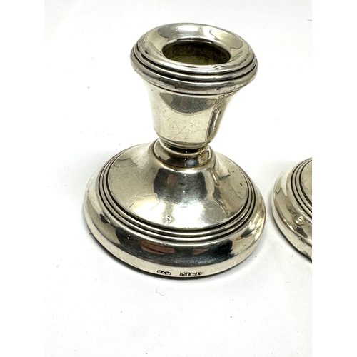 32 - pair of vintage squat silver candlesticks