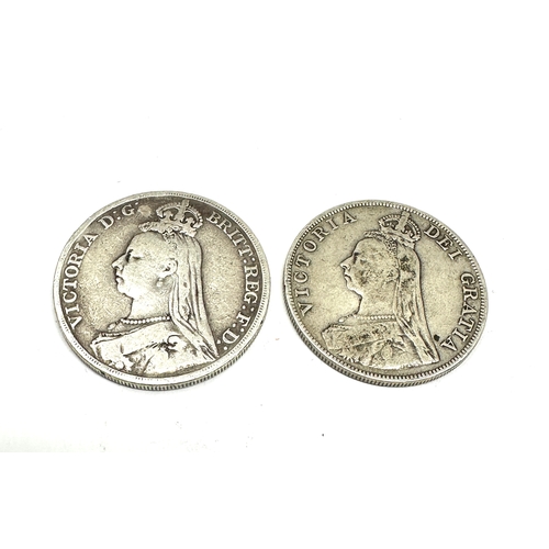 438 - Victorian silver crown & double florin