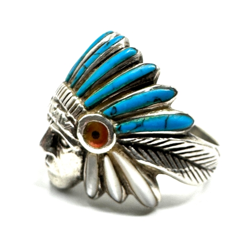 274 - Large Vintage Navajo red indian silver ring