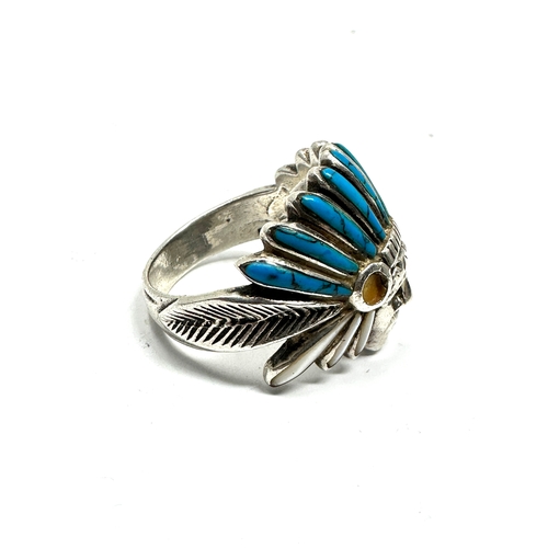 274 - Large Vintage Navajo red indian silver ring