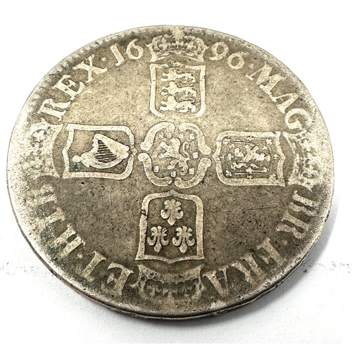 440 - WILLIAM III, SILVER CROWN 1696, edge Reads OCTAVO