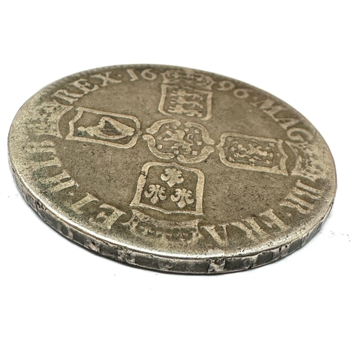 440 - WILLIAM III, SILVER CROWN 1696, edge Reads OCTAVO