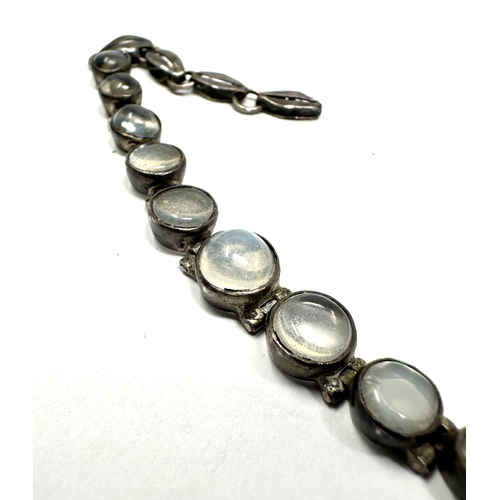 278 - Vintage silver moonstone bracelet requires loop for fastener