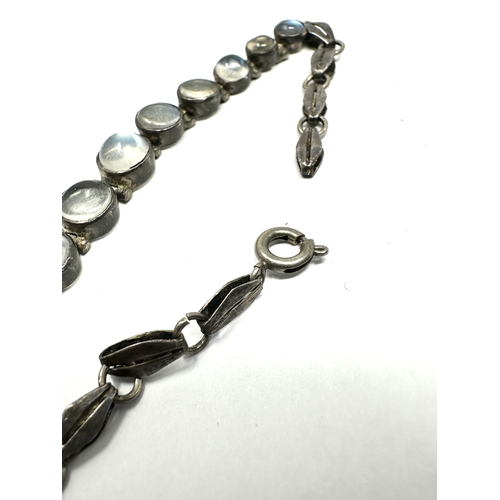 278 - Vintage silver moonstone bracelet requires loop for fastener