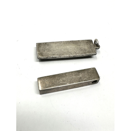 279 - 2 Vintage silver ingot pendants weight 53g