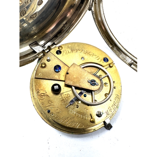 342 - Antique silver open face fusee pocket watch j kinsley tonypandy the watch is not ticking