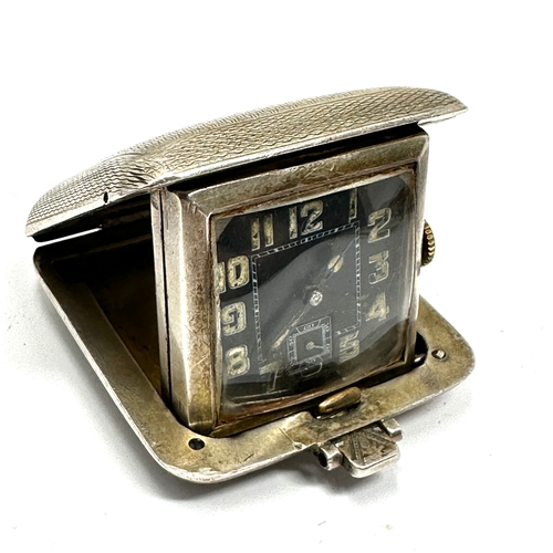 343 - Antique Black Dial & Silver cased Purse Watch the watch is not ticking