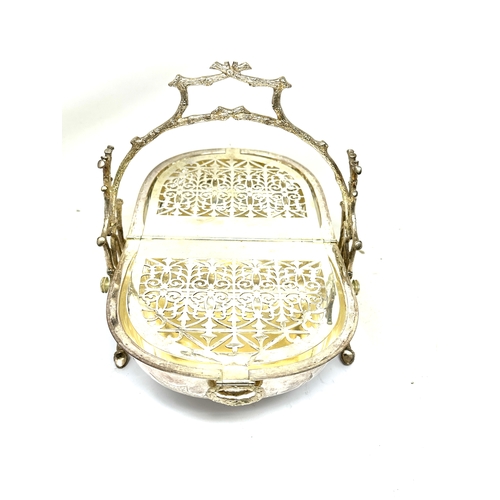 373 - Antique Victorian Silver Plate Biscuit Warmer/Folding Biscuit Box